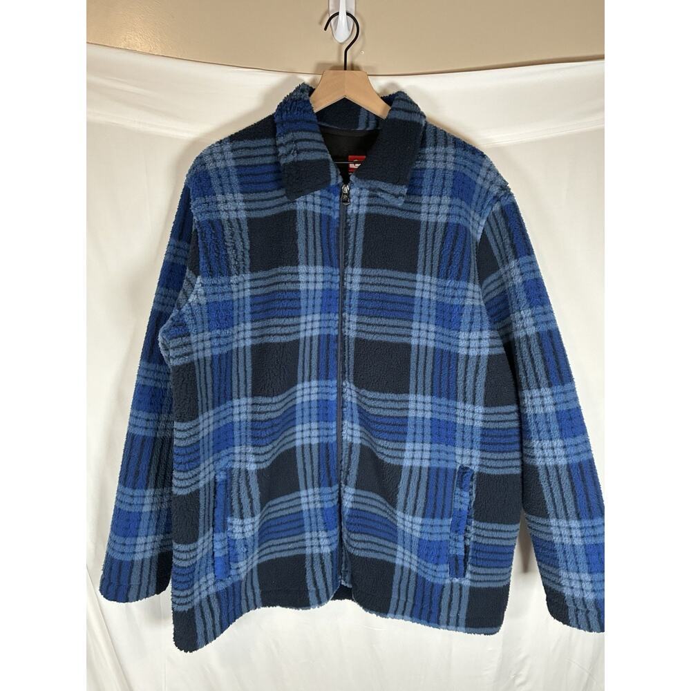 Quicksilver M Sherpa Plaid Shacket Full Zip Jacket NWT Cozycore Streetwear
